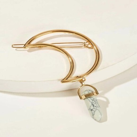 HOST PICK white Charm Moon Shaped BARRETTE Hairpin - Picture 2 of 4